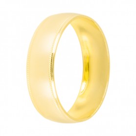 Argolla matrimonial en oro amarillo con bisel en pespunte ancho 6 mm (160-A)