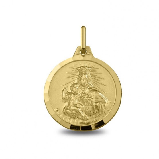Hermosa medalla en oro de 10 o 14 kt con la imagen de la Virgen del Carmen