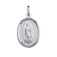 Medalla de oro blanco con bisel Virgen de Guadalupe (1B902255)