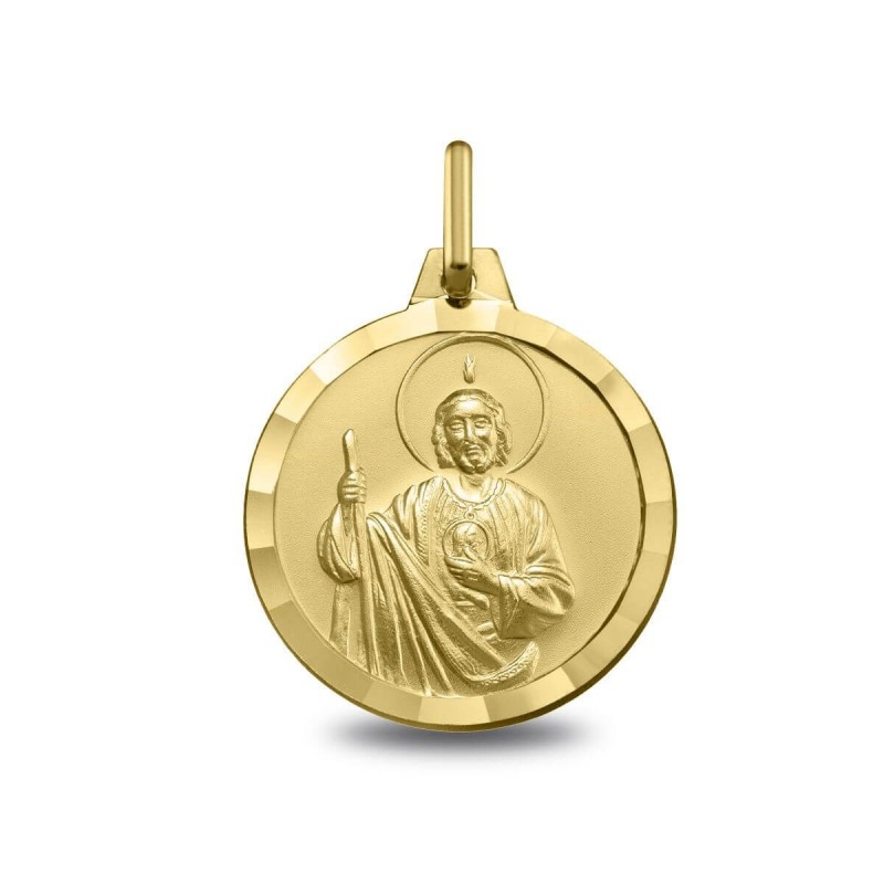 Medalla En Oro 14k San Judas Tadeo 1000341 Argyor MX Tama o 14 Mm