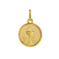 Medalla de plata chapeada en oro 24k Cáliz Primera Comunión (1260469D)
