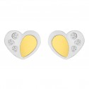 Aretes corazon de oro amarillo y oro blanco 14k (018303)