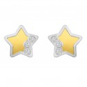 Aretes estrella de oro amarillo y oro blanco 14k  (018302)