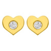 Aretes de oro 14k corazón con zirconia (027103)