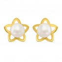 Aretes de oro 14k estrellita calada con perla (036802)