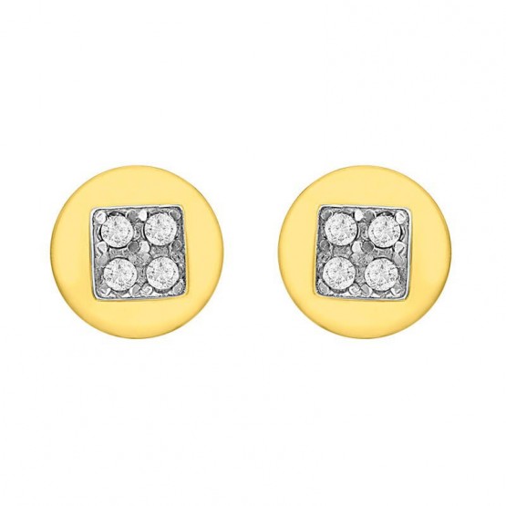 Aretes de oro 14k amarillo y blanco con zirconias (057809)