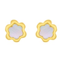 Aretes de oro 14k Flor con madreperla (0658/0)