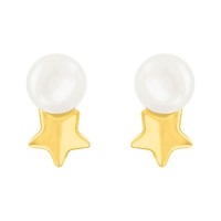 Aretes de oro 14k estrella con perla (069405)