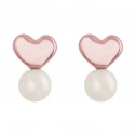 Aretes de oro rosa 14k corazón con perla (0712/0)