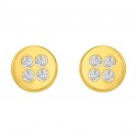 Aretes de oro 14k amarillo botón con zirconias (072106)