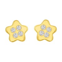 Aretes de oro 14k amarillo estrella con zirconias (072110)