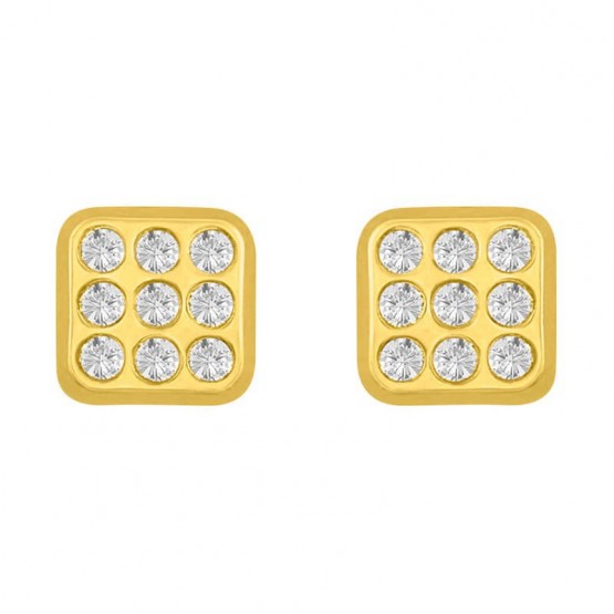 Aretes de oro 14k dado con zirconias (072138)