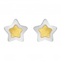 Aretes de oro blanco 14k estrella con interior amarillo (083904)