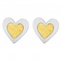 Aretes de oro blanco 14k corazón con interior amarillo (083906)