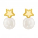 Aretes de oro 14k estrella con perla (090408)