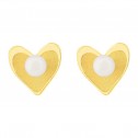 Aretes de oro 14k Corazón matizado con perla (098003)