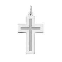 Colgante de cruz en plata mate-brillo (23302)
