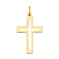 Colgante cruz latina calada en oro 14k (23310)